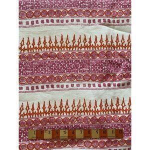 John Robshaw Textiles Linen Blend Hand Printed India Pink Orange Fabric Sample